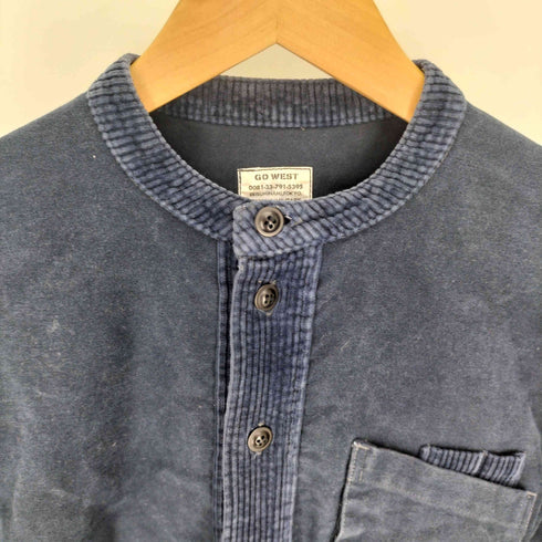GO WEST HARDWEAR EQUIPMENT 1989 コーデュロイ 切替 バンドカラー モールスキン シャツ メンズ JPN:1