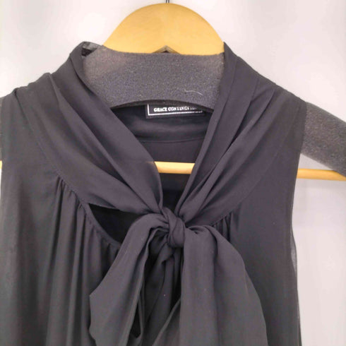 グレースコンチネンタル GRACE CONTINENTAL ビジューボウタイシルクノースリーブワンピース レディース JPN:36