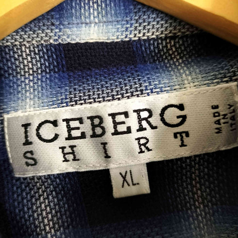 アイスバーグ ICEBERG イタリア製 オンブレチェック ポケット ボタンダウン シャツ メンズ import:XL