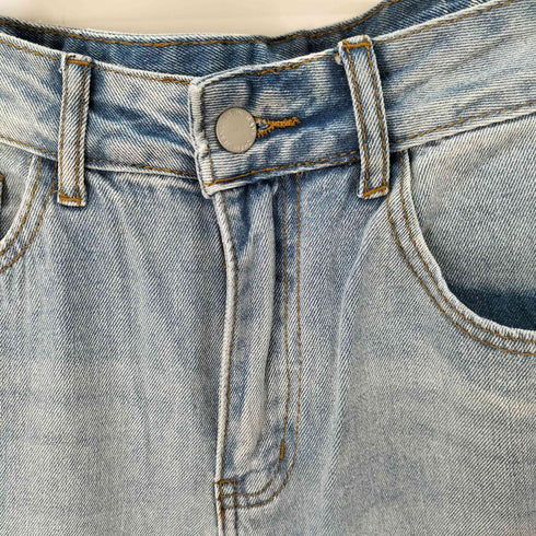 ウォッシュドクラッシュデニムパンツ レディース