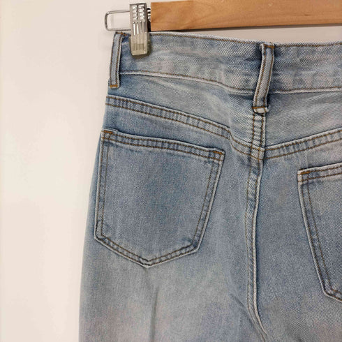 ウォッシュドクラッシュデニムパンツ レディース