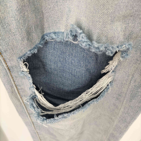 ウォッシュドクラッシュデニムパンツ レディース