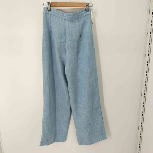 2タックワイドパンツ スカイブルー ジッパーフライ レディース