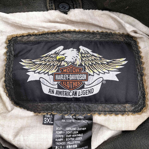 ハーレーダビッドソン HARLEY-DAVIDSON 裏地転写 ワッペン付き A-2 レザージャケット メンズ 3xl
