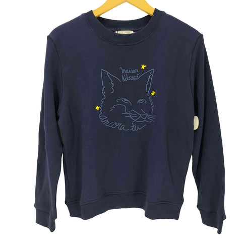メゾンキツネ MAISON KITSUNE キツネ刺しゅうクルーネックスウェット メンズ S