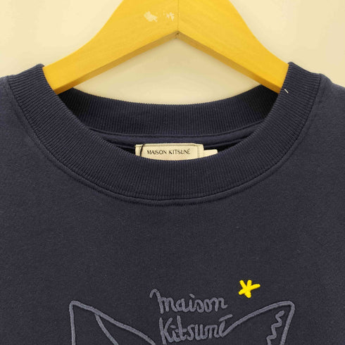メゾンキツネ MAISON KITSUNE キツネ刺しゅうクルーネックスウェット メンズ S
