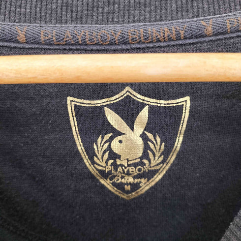 プレイボーイ PLAYBOY ビジュー装飾 フロントプリント L/S クルーネック Tシャツ メンズ import:M