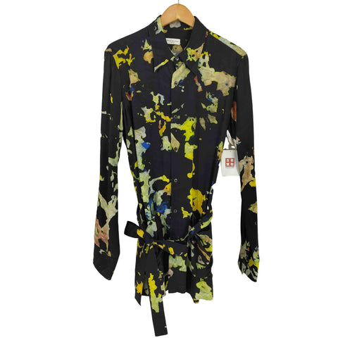ドリスヴァンノッテン DRIES VAN NOTEN ベルテッド ペイント柄 ロングシャツ メンズ JPN:48