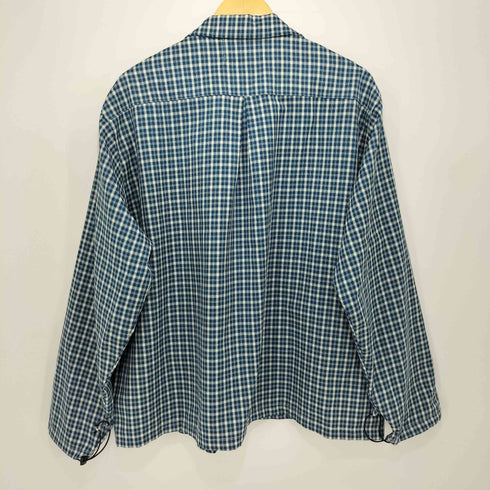 GOODLOOK チェック柄 ショート丈 ロングスリーブ オープンカラーシャツ ボックスシルエット 袖裾ドローコード メンズ FREE