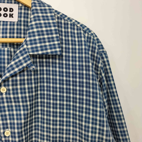 GOODLOOK チェック柄 ショート丈 ロングスリーブ オープンカラーシャツ ボックスシルエット 袖裾ドローコード メンズ FREE
