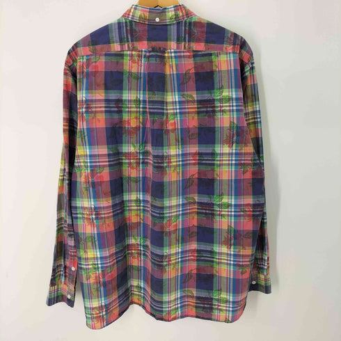 ラルフローレン RALPH LAUREN 花柄プリント チェックボタンダウンL/Sチェックシャツ ワンポケット ハイビスカス マドラスチェック メンズ JPN:XL