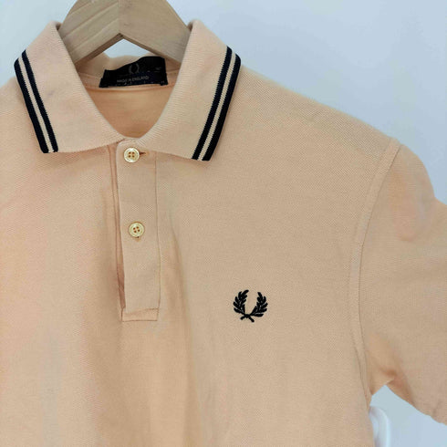 フレッドペリー FRED PERRY 英国製 ロゴ刺繍 リブライン 鹿の子 ポロシャツ メンズ UK:36