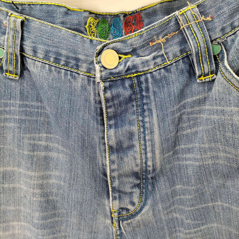 クージー COOGI 90s~ 花刺繍 バギーデニムパンツ 革パッチ Y2K THERE IS NO ALTERNATIVE メンズ W38 L34
