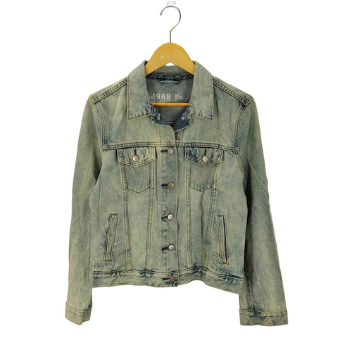 ギャップ Gap バックペイントデザイン デニムジャケット ユーズド加工 レディース JPN:L