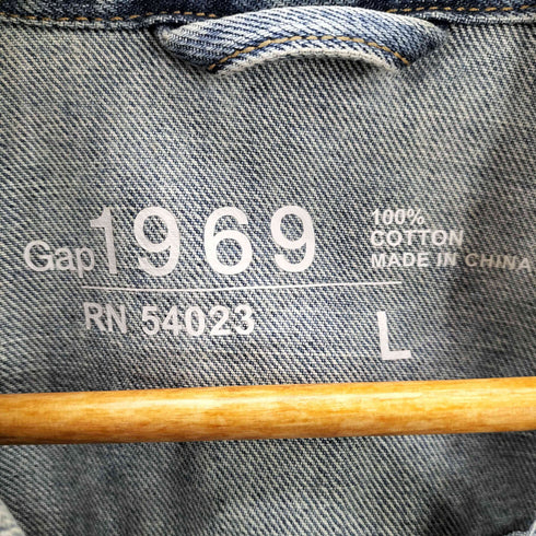ギャップ Gap バックペイントデザイン デニムジャケット ユーズド加工 レディース JPN:L