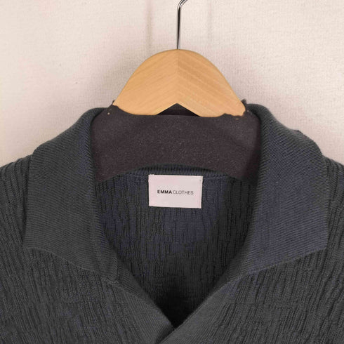 エマクローズ EMMA CLOTHES ジャガード スキッパー ルーズニットポロシャツ メンズ JPN:L