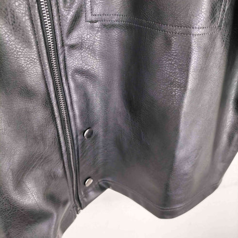 ザラ ZARA フェイクレザー ジップアップ 半袖シャツ メンズ import:M