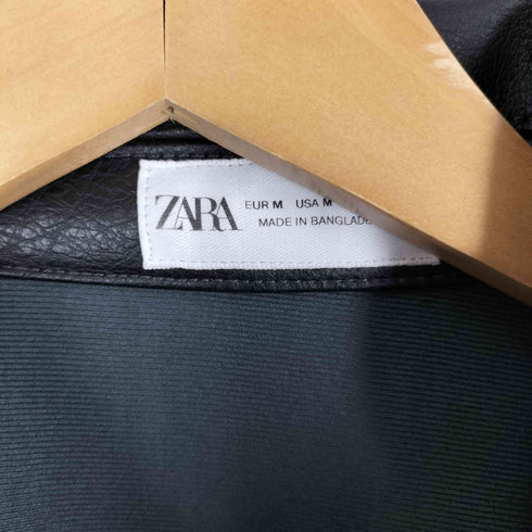 ザラ ZARA フェイクレザー ジップアップ 半袖シャツ メンズ import:M