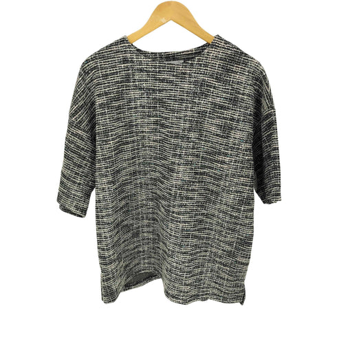 cussil メランジツイードタッチボーダーハーフスリーブTシャツ レディース JPN:S