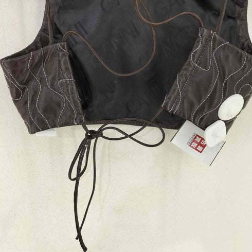 ガニー Ganni Leather Crop Top Vest レディース JPN:42