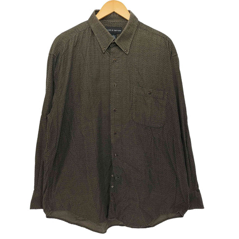 croft&barrow 90-2000s 幾何学模様 細畝コーデュロイシャツ メンズ L