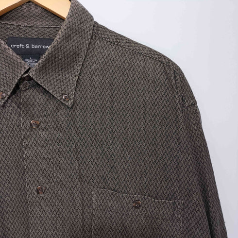 croft&barrow 90-2000s 幾何学模様 細畝コーデュロイシャツ メンズ L