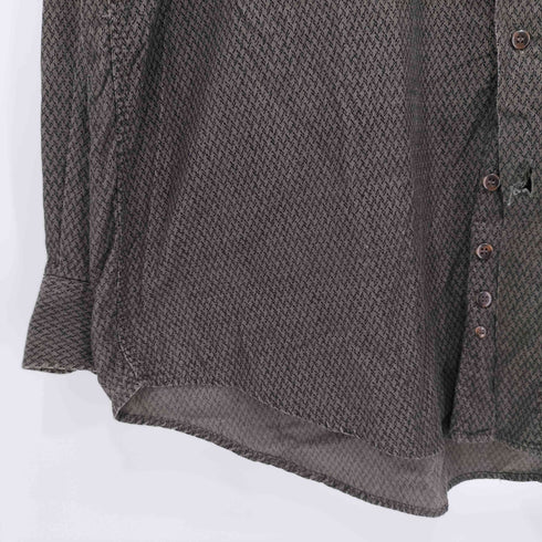 croft&barrow 90-2000s 幾何学模様 細畝コーデュロイシャツ メンズ L