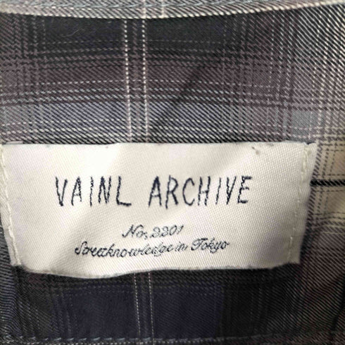 ヴァイナルアーカイブ VAINL ARCHIVE チェックシャツ ドッキング 8分丈オールインワン メンズ L
