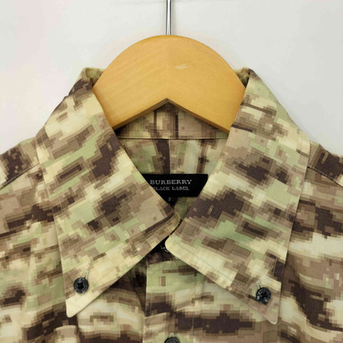 バーバリーブラックレーベル BURBERRY BLACK LABEL モザイク カモフラ ボタンダウン ロングスリーブシャツ メンズ 2
