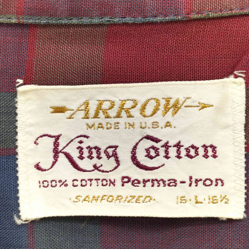 アロー ARROW 60S KING COTTON チェックオープンカラーシャツ 16 1/2 メンズ 16 1/2