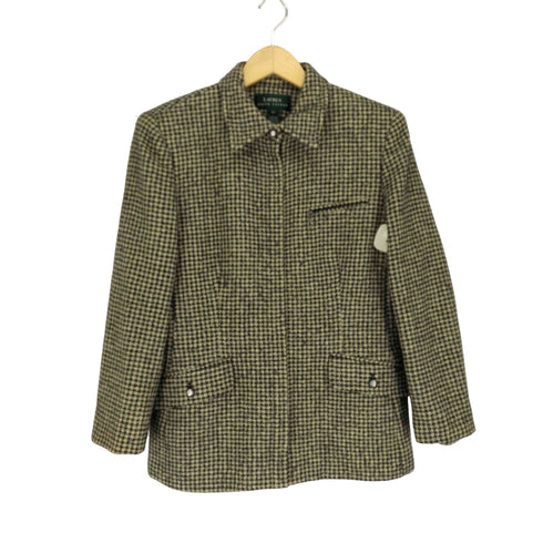 ローレンラルフローレン LAUREN RALPH LAUREN シルク混 千鳥格子 比翼ジップジャケット レディース 12