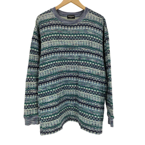 ミッソーニ MISSONI 90-00S INTIMO 黒タグ 総柄 3D ポリコットン クルーネック スウェット メンズ import:L