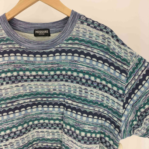 ミッソーニ MISSONI 90-00S INTIMO 黒タグ 総柄 3D ポリコットン クルーネック スウェット メンズ import:L