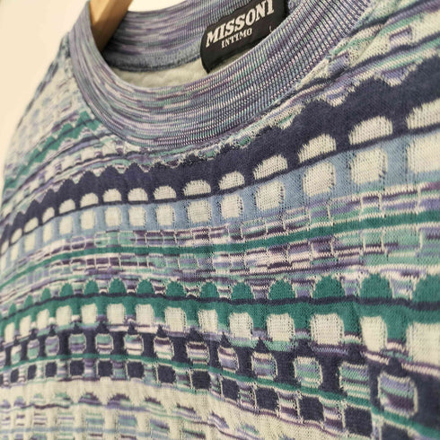 ミッソーニ MISSONI 90-00S INTIMO 黒タグ 総柄 3D ポリコットン クルーネック スウェット メンズ import:L
