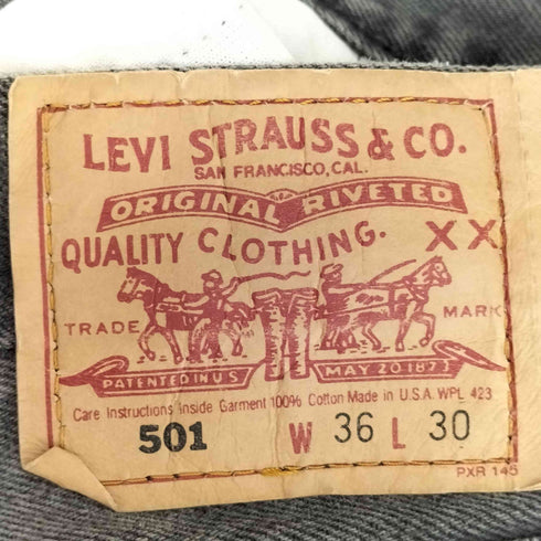 リーバイス Levis 90s USA製 501 ボタン裏520刻印 後染め ブラックデニムパンツ メンズ W36 L30