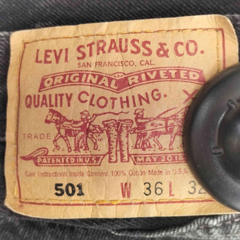 リーバイス Levis 90s USA製 501 ボタン裏553刻印 後染め ブラックデニムパンツ メンズ W36 L32