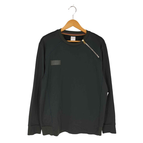 ポールスミス Paul Smith エンボスロゴ ショルダージッパー ダンボールニット クルーネックTシャツ メンズ import:L
