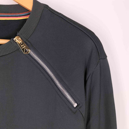 ポールスミス Paul Smith エンボスロゴ ショルダージッパー ダンボールニット クルーネックTシャツ メンズ import:L