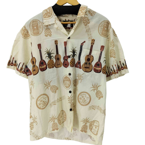 hawaiian reserve collection 総柄 アロハシャツ ウクレレ柄 メンズ import:L