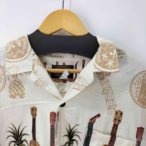 hawaiian reserve collection 総柄 アロハシャツ ウクレレ柄 メンズ import:L
