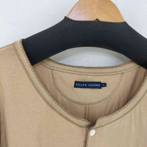 ラルフローレン RALPH LAUREN 90-00s ヘンリーネック シェル猫目ボタン コットンワンピース レディース import:L