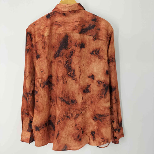 ザラ ZARA 総柄L/S シャツ 溶岩 クラッシュ メンズ import:M