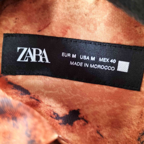 ザラ ZARA 総柄L/S シャツ 溶岩 クラッシュ メンズ import:M