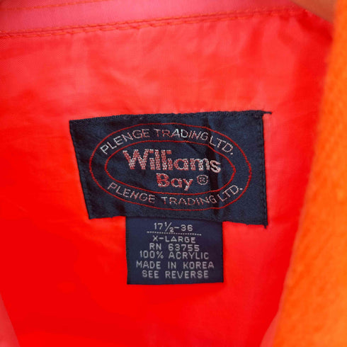 Williams Bay フラップポケット アクリル L/S シャツ 蛍光 オレンジ メンズ import:XL
