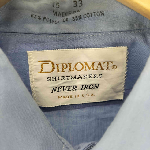 70-80S DIPLOMAT USA製 NEVER IRON ポリコットン レギュラーカラー シャツ メンズ 15 33