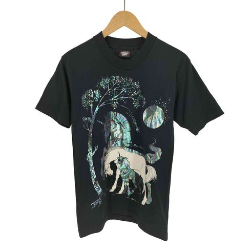 80S USA製 SCREEN STARS BEST ボディ ユニコーン アニマル レインボー プリント S/S Tシャツ コピーライト1989 シングルステッチ レディース import:S