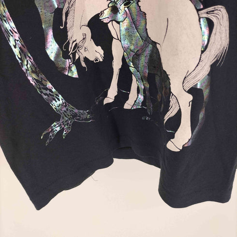 80S USA製 SCREEN STARS BEST ボディ ユニコーン アニマル レインボー プリント S/S Tシャツ コピーライト1989 シングルステッチ レディース import:S