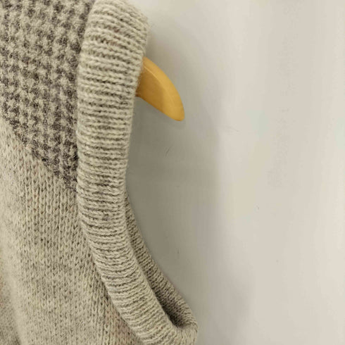 エーグル AIGLE MADE IN ENGLAND 千鳥格子切替ウールニットベスト メンズ import:L