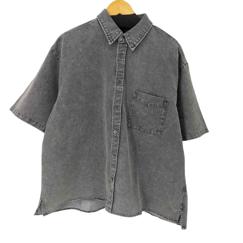ALFRED ALEX オーバーサイズドブラックデニムS/Sシャツ メンズ JPN:L