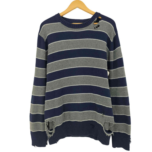 セントジョンズベイ STJOHNS BAY ボーダー ダメージコットンニット メンズ import:L